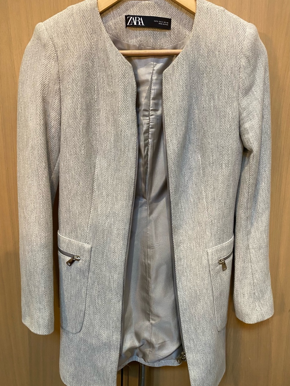 Zara Light Gray Long Blazer